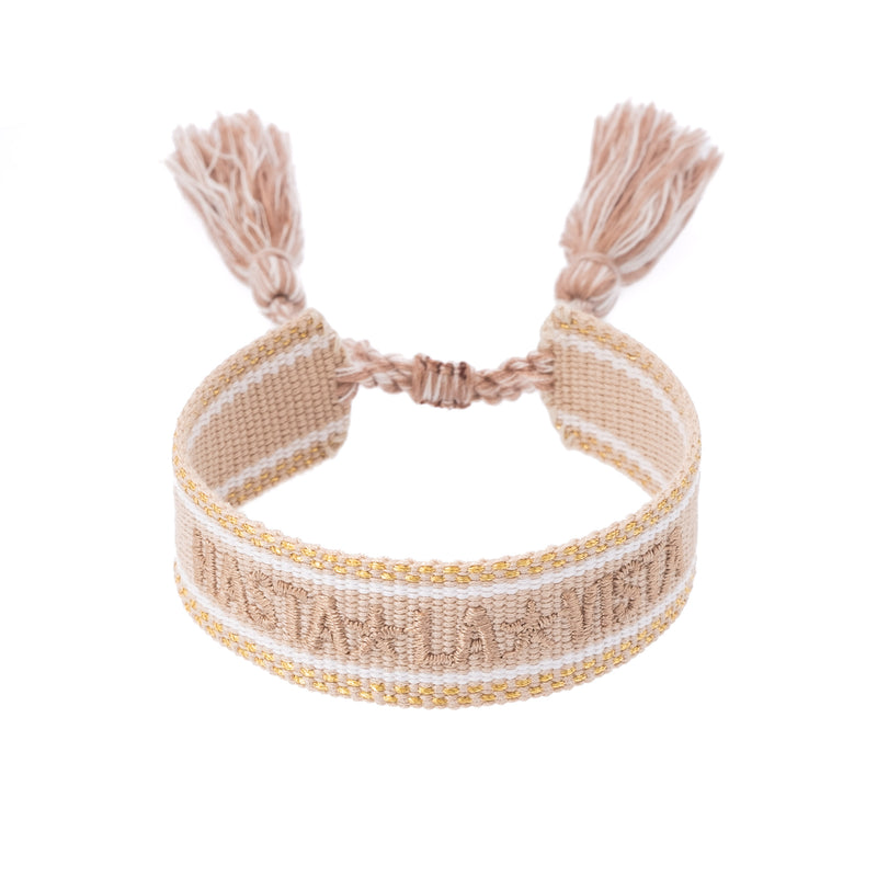 WOVEN FRIENDSHIP BRACELET "Hasta La Vista" Sand W/Gold