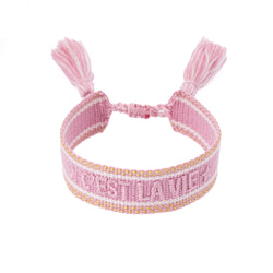 WOVEN FRIENDSHIP BRACELET "C'est La Vie" Rose W/Gold