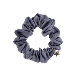 SATIN SCRUNCHIE STEEL BLUE