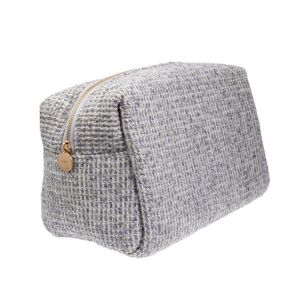 TWEED MAKE-UP POUCH LARGE STEEL BLUE