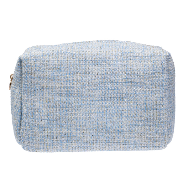 TWEED MAKE-UP POUCH LARGE LIGHT BLUE
