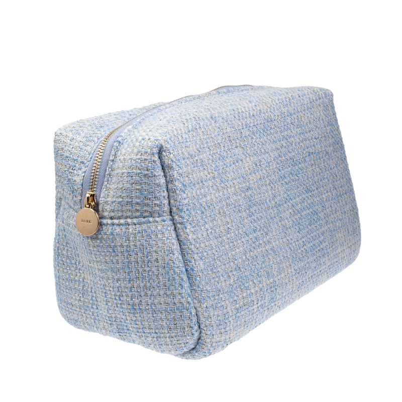 TWEED MAKE-UP POUCH LARGE LIGHT BLUE