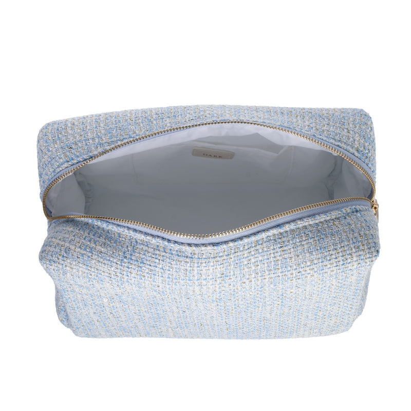 TWEED MAKE-UP POUCH LARGE LIGHT BLUE