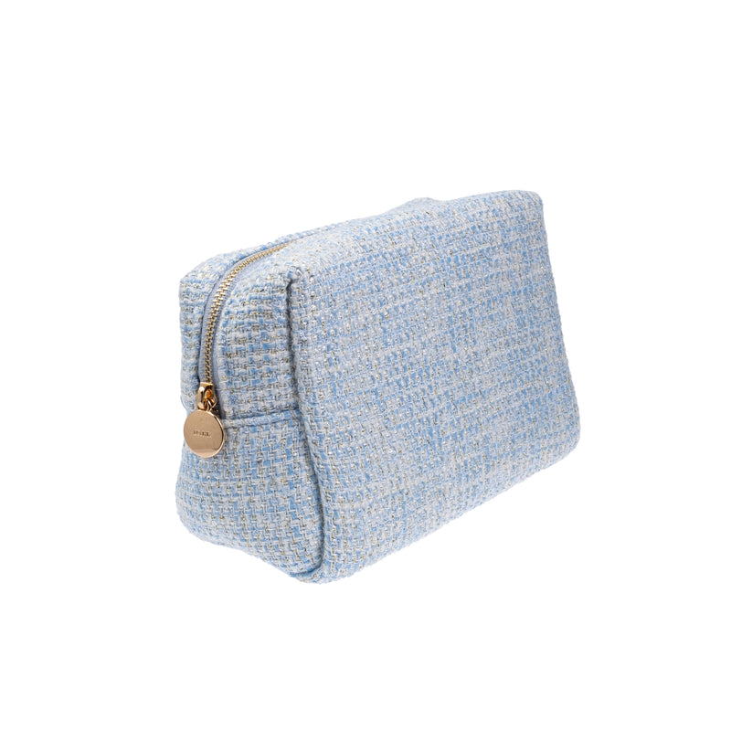 TWEED MAKE-UP POUCH SMALL LIGHT BLUE