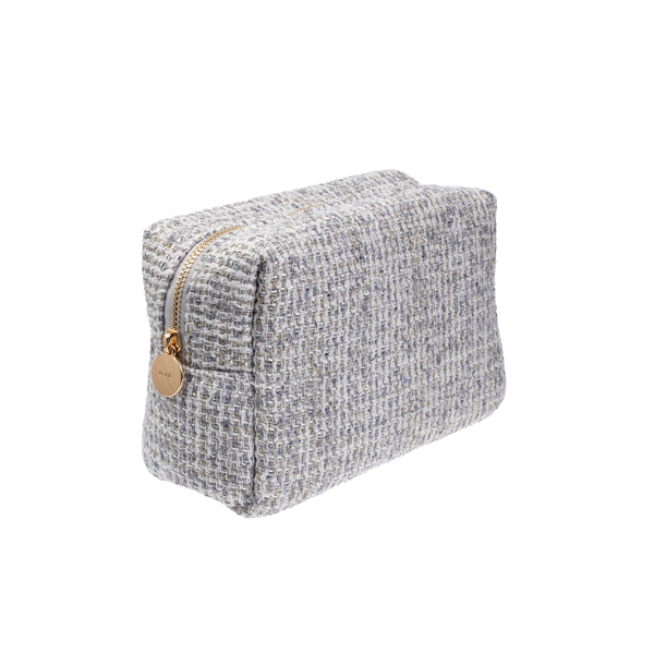 TWEED MAKE-UP POUCH SMALL STEEL BLUE