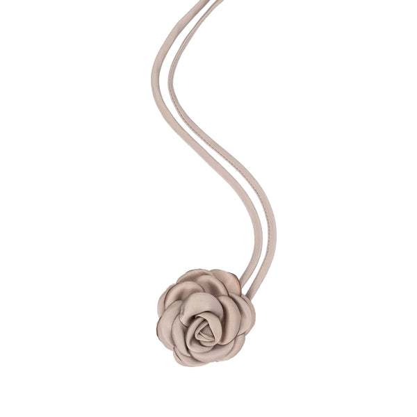 SATIN ROSE BROOCH SMALL TAUPE