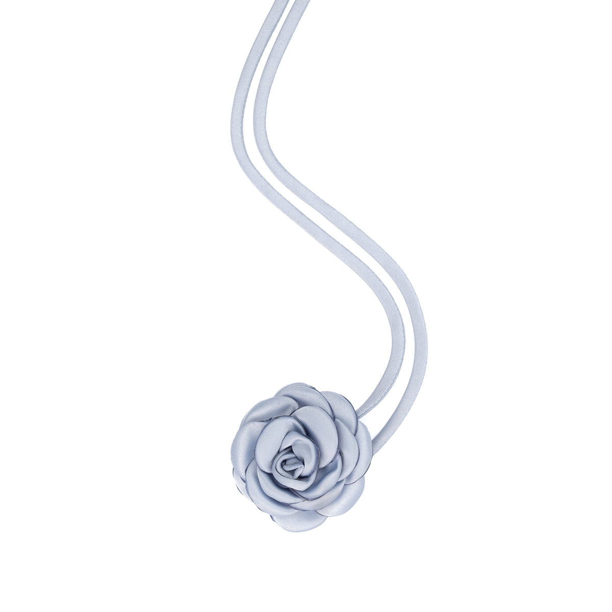 SATIN ROSE BROOCH SMALL LIGHT BLUE