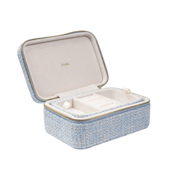 TWEED JEWELLERY BOX LIGHT BLUE