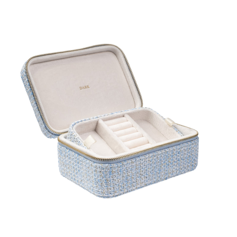 TWEED JEWELLERY BOX LIGHT BLUE