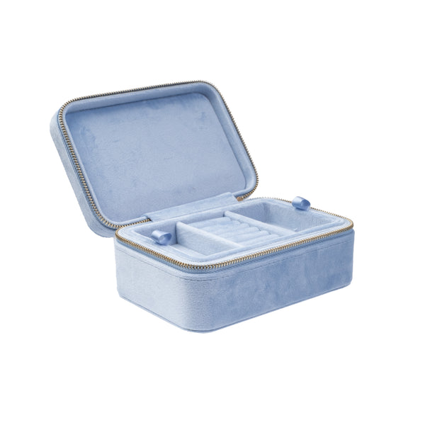 VELVET JEWELLERY BOX LIGHT BLUE