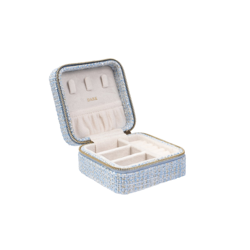 TWEED JEWELLERY BOX MINI LIGHT BLUE