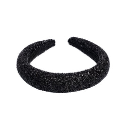 CRYSTAL HAIR BAND BROAD BLACK