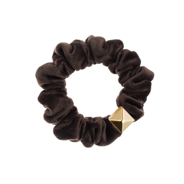 VELVET MINI SCRUNCHIE CHOCOLATE BROWN