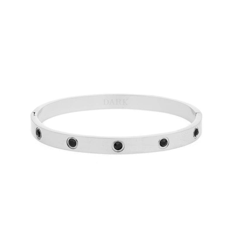 BIG DOT BANGLE SILVER W/BLACK