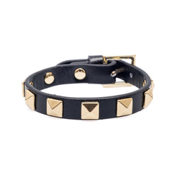 LEATHER STUD BRACELET BLACK METALLIC