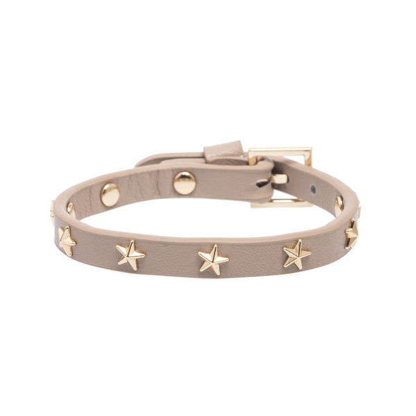 LEATHER STAR STUD BRACELET MINI LATTE