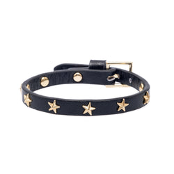 LEATHER STAR STUD BRACELET MINI BLACK METALLIC