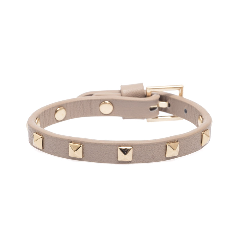 LEATHER STUD BRACELET MINI LATTE