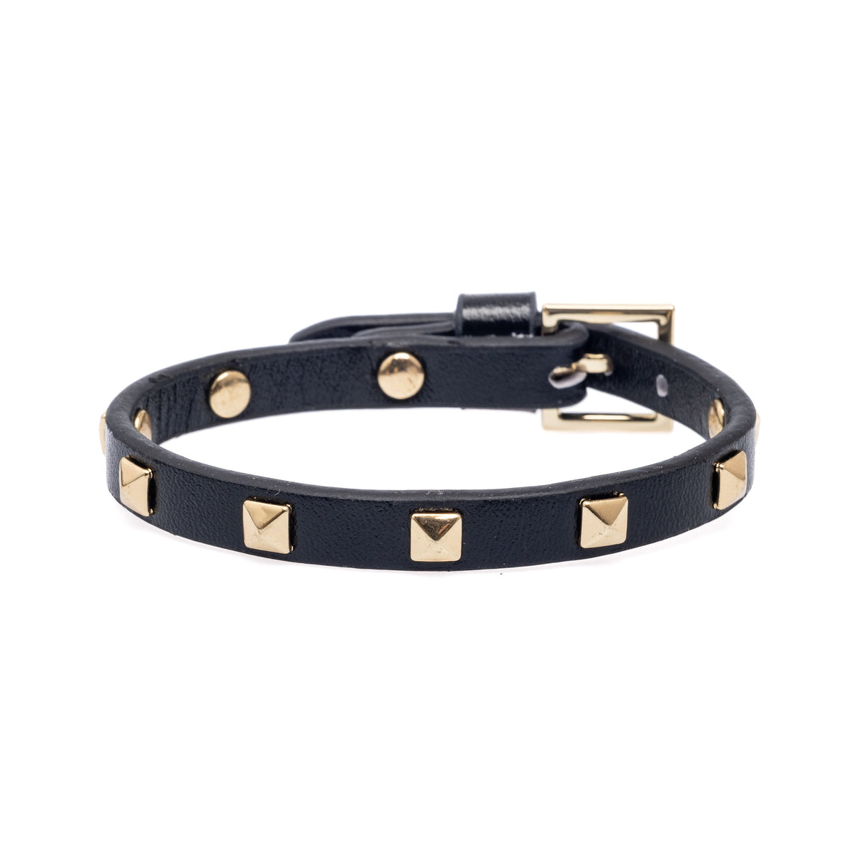 LEATHER STUD BRACELET MINI BLACK METALLIC
