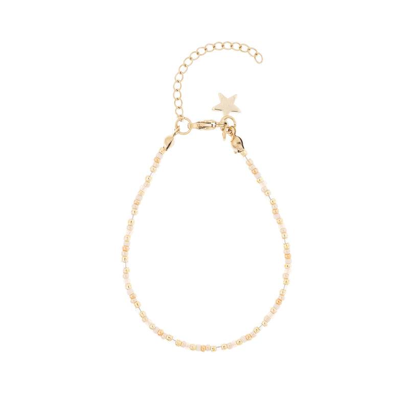 GLASS BEAD BRACELET 2 MM CHAMPAGNE MIX