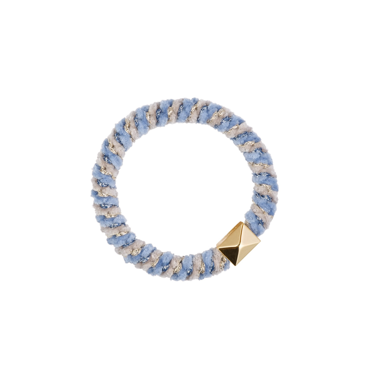 FLUFFY FAT HAIR TIE COOL BLUE & LIGHT TAUPE MIX