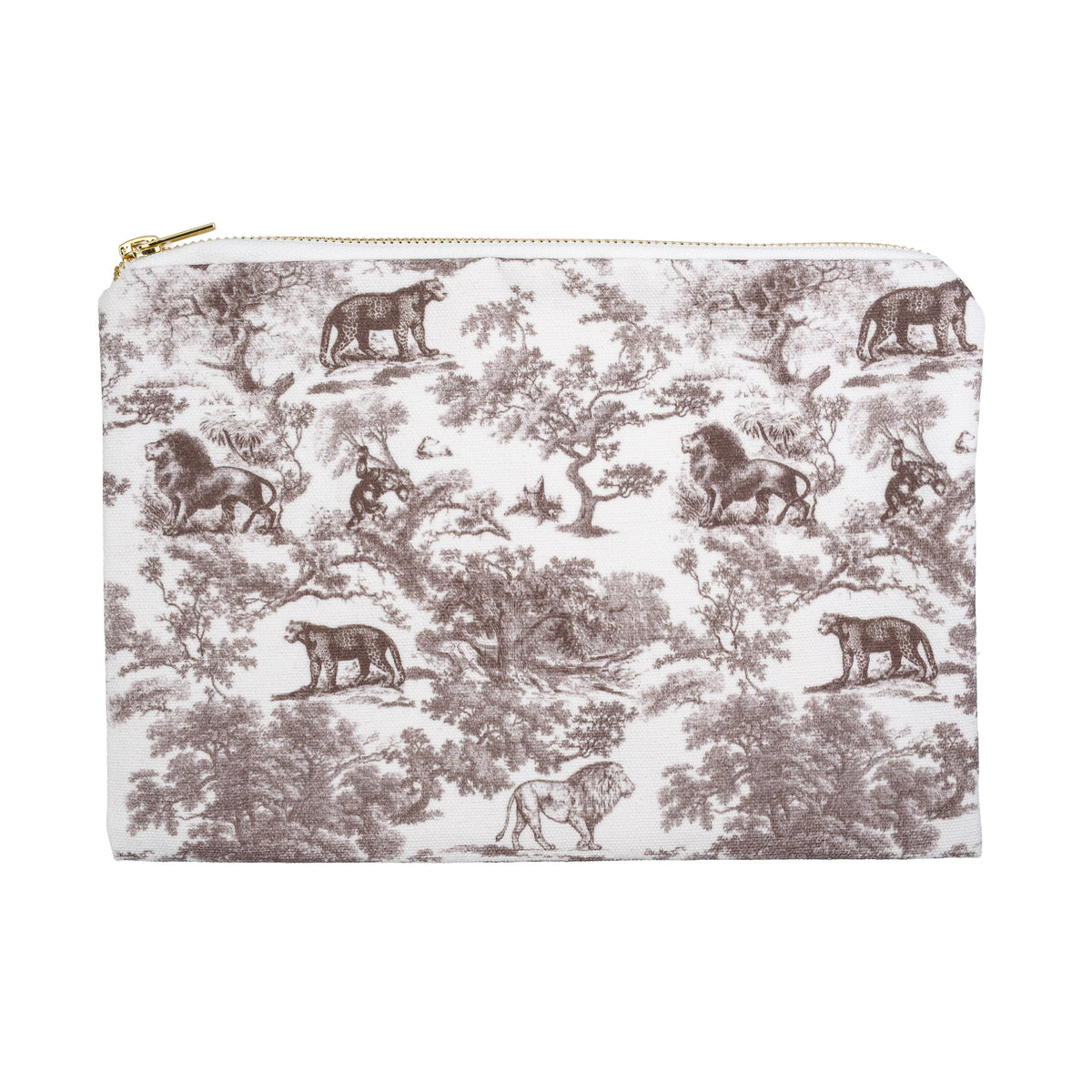 CANVAS POUCH WARM TAUPE SAVANNAH PATTERN