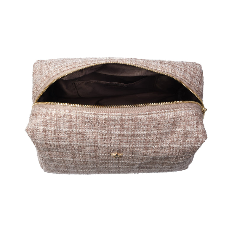 TWEED MAKE-UP POUCH LARGE WARM TAUPE