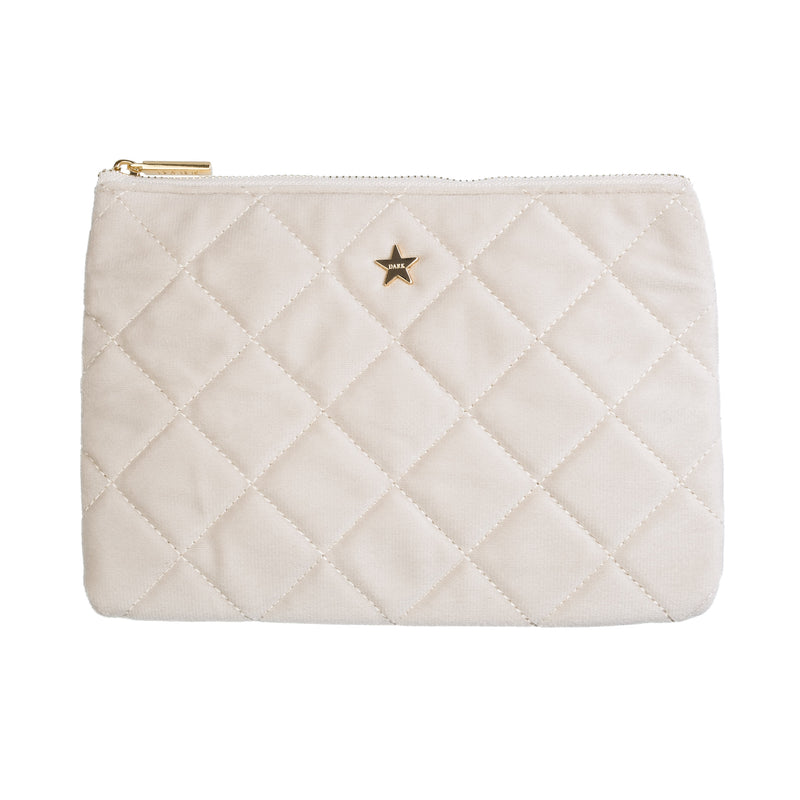 VELVET QUILTED SMALL POUCH SAND