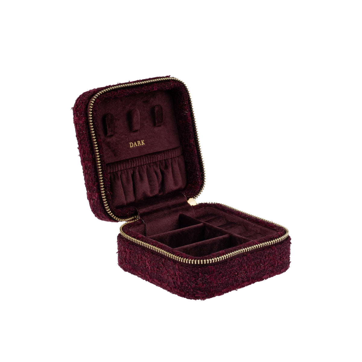 TWEED JEWELLERY BOX MINI BORDEAUX