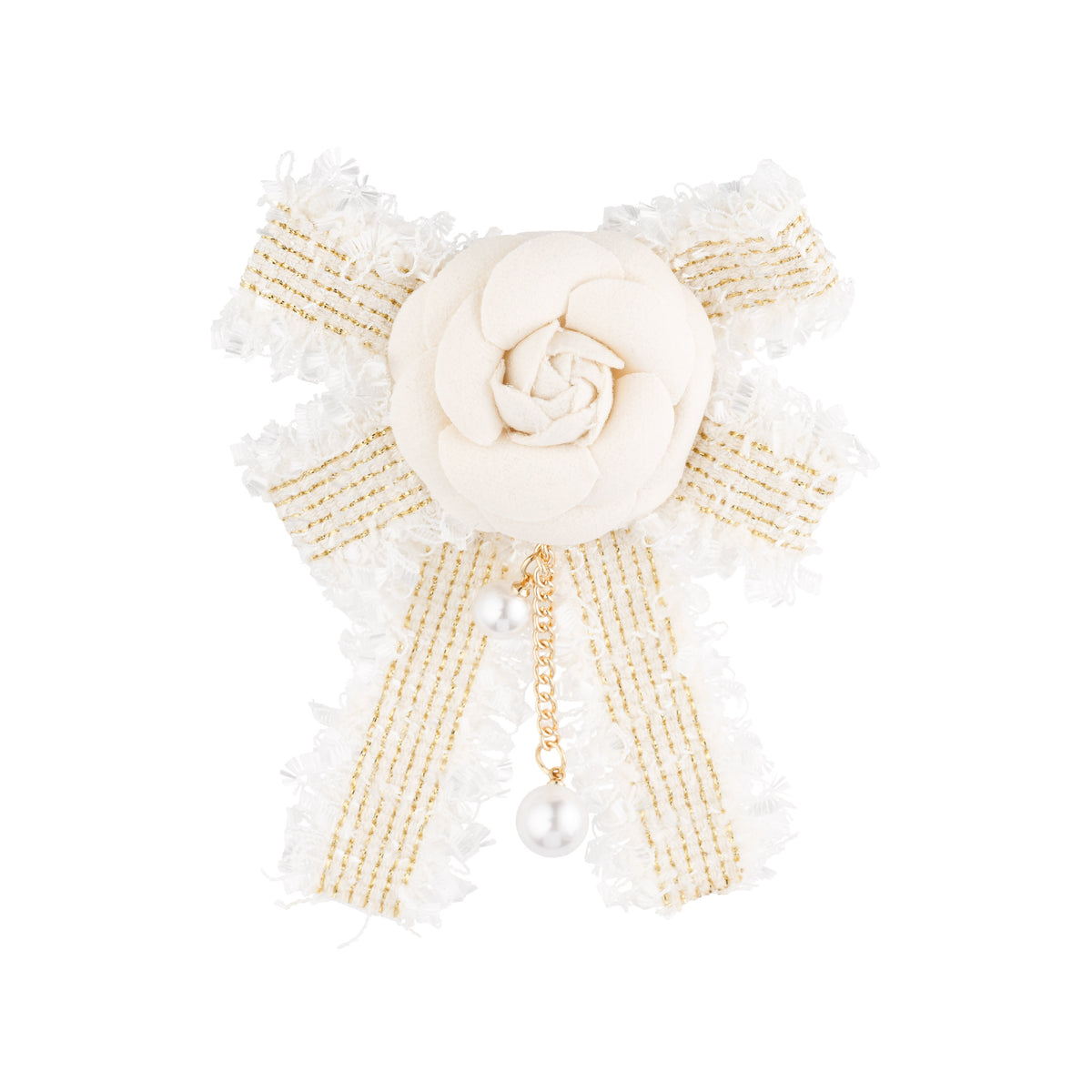 TWEED BOW BROOCH SAND