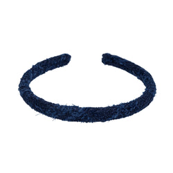 TWEED HAIR BAND THIN DARK NAVY BLUE