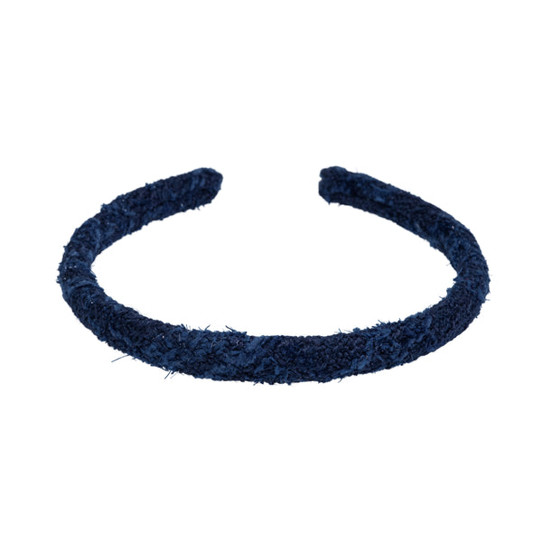TWEED HAIR BAND THIN DARK NAVY BLUE