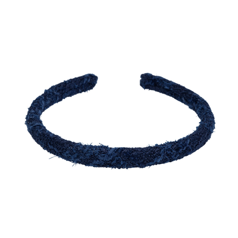 TWEED HAIR BAND THIN DARK NAVY BLUE