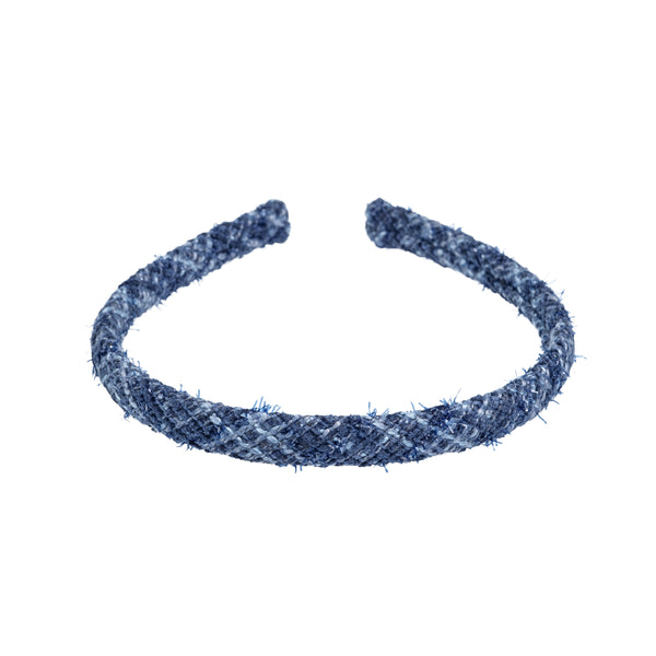 TWEED HAIR BAND THIN GRISALLE BLUE