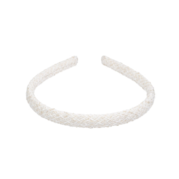 TWEED HAIR BAND THIN OFF WHITE W/SAND