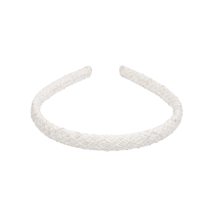 TWEED HAIR BAND THIN OFF WHITE W/SAND