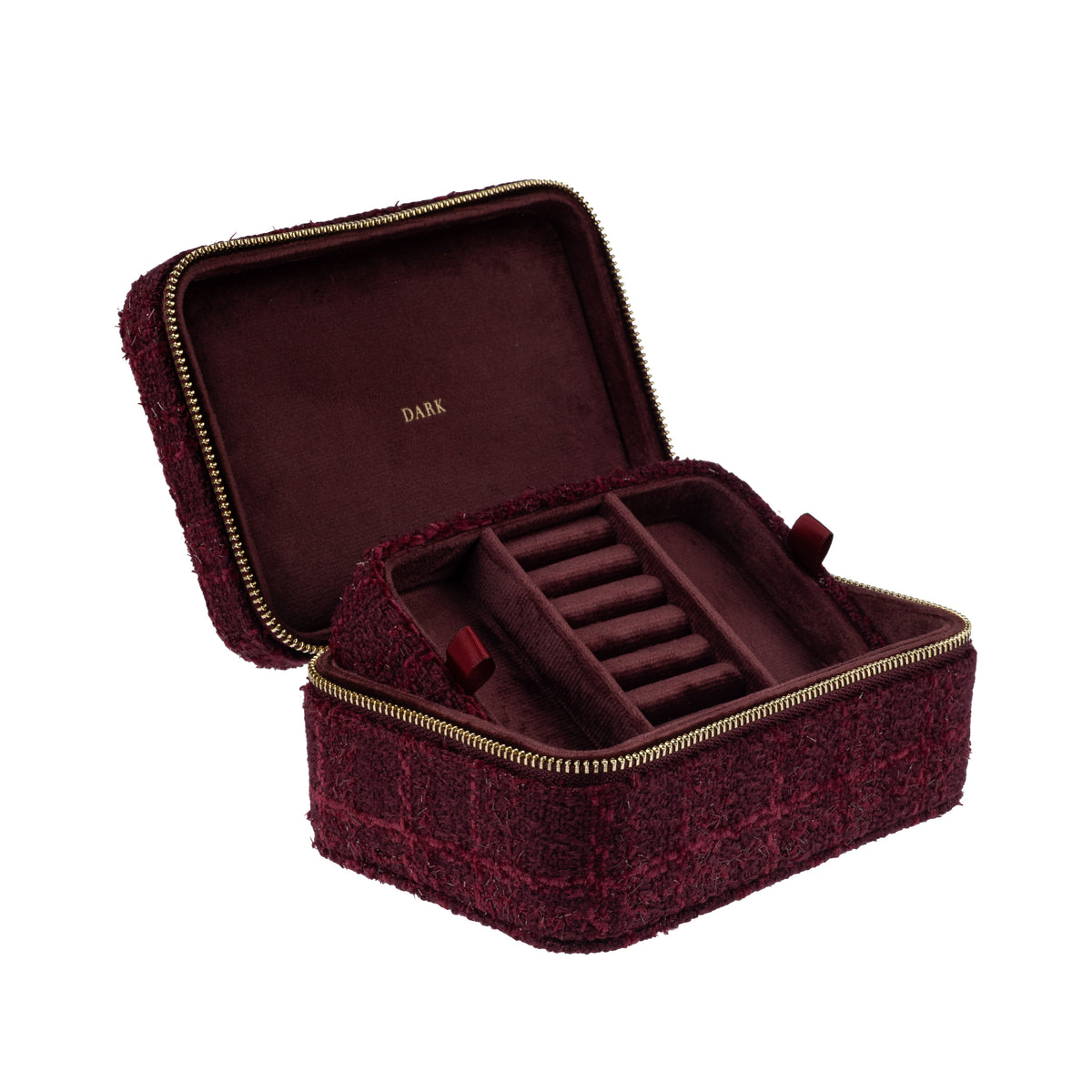 TWEED JEWELLERY BOX BORDEAUX