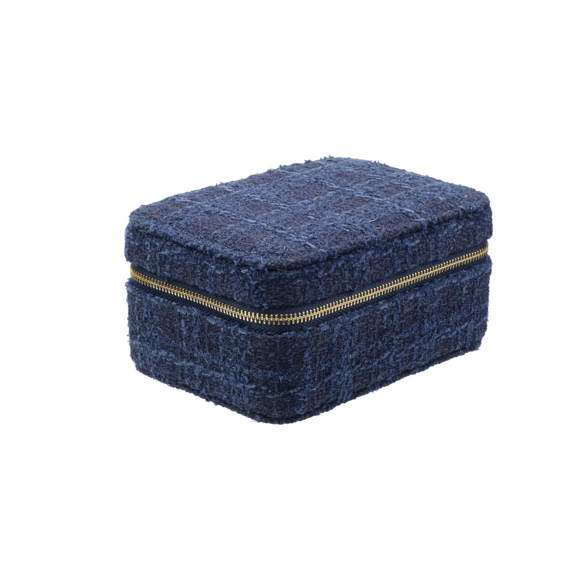 TWEED JEWELLERY BOX DARK NAVY BLUE