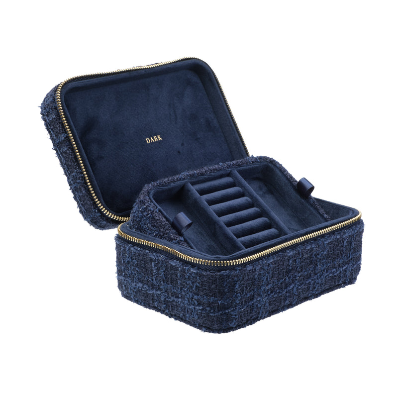 TWEED JEWELLERY BOX DARK NAVY BLUE