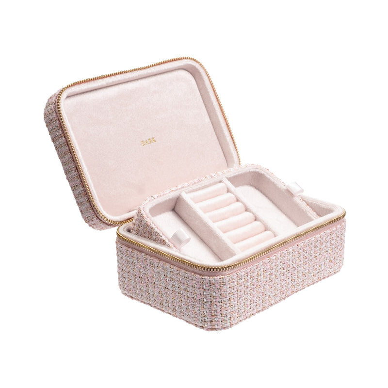 TWEED JEWELLERY BOX LIGHT ROSE