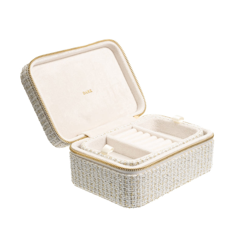 TWEED JEWELLERY BOX OFF WHITE W/GOLD