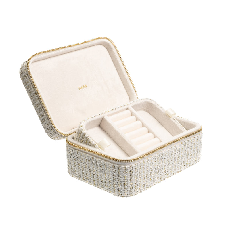TWEED JEWELLERY BOX OFF WHITE W/GOLD