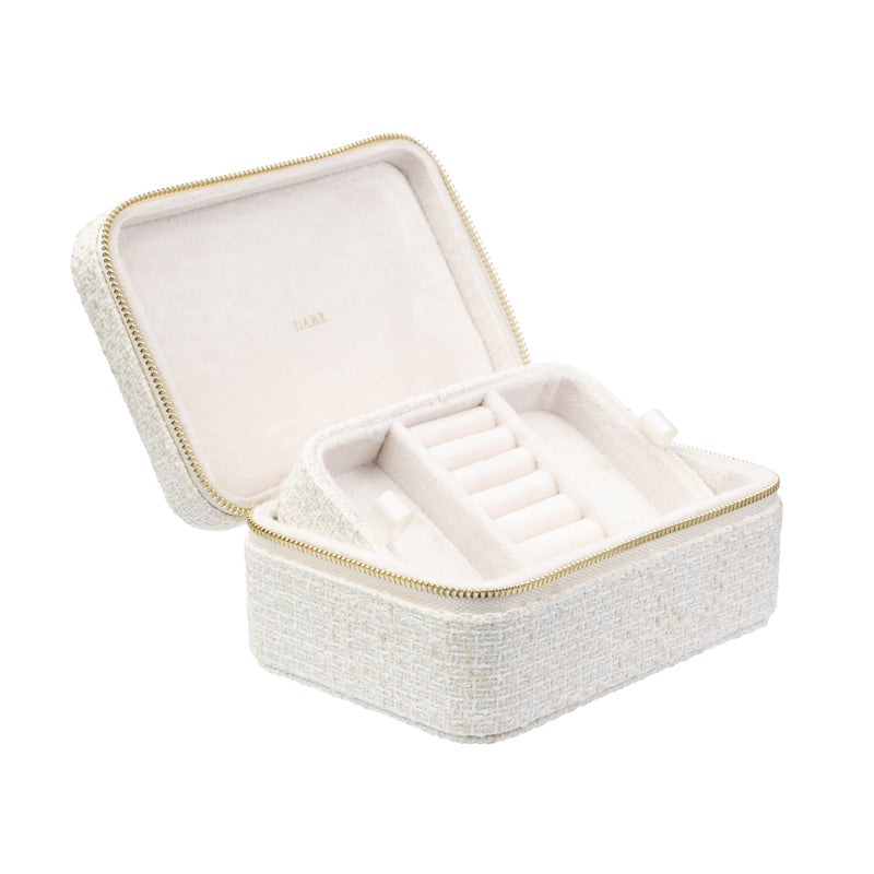 TWEED JEWELLERY BOX OFF WHITE W/SAND