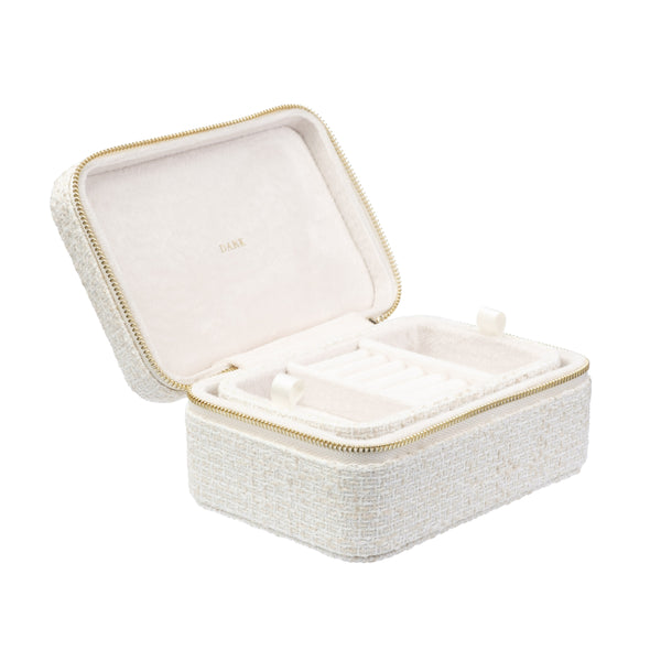 TWEED JEWELLERY BOX OFF WHITE W/SAND