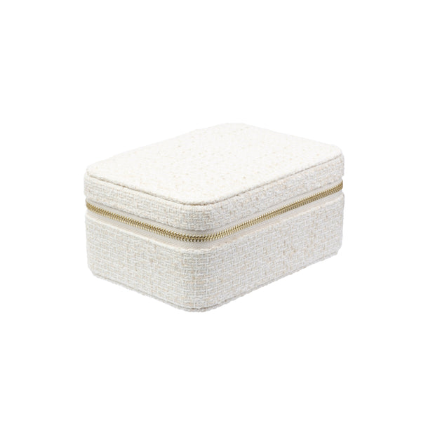 TWEED JEWELLERY BOX OFF WHITE W/SAND