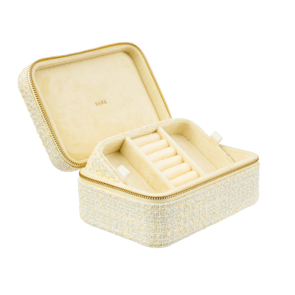 TWEED JEWELLERY BOX PALE YELLOW