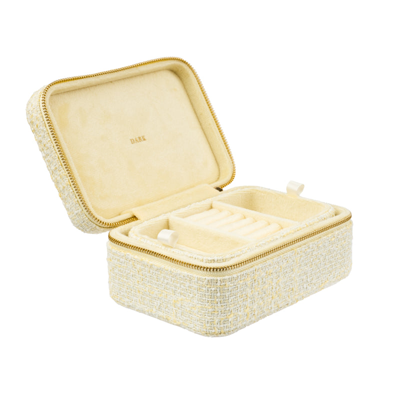 TWEED JEWELLERY BOX PALE YELLOW