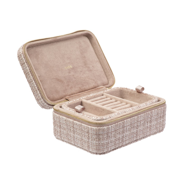 TWEED JEWELLERY BOX WARM TAUPE