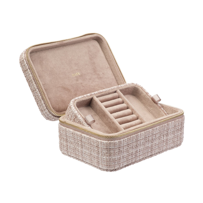 TWEED JEWELLERY BOX WARM TAUPE