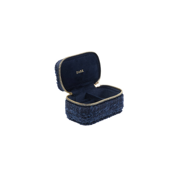 TWEED JEWELLERY BOX MICRO DARK NAVY BLUE